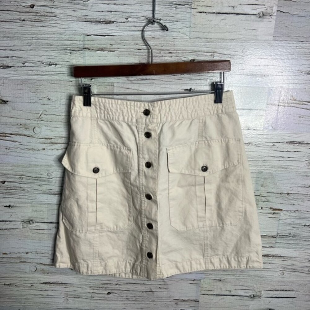 Banana Republic Linen-blend Skirt cargo style cream tan mini skirt size 8
